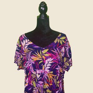 Torrid Floral Multi Color Purple Pink Green Blouse